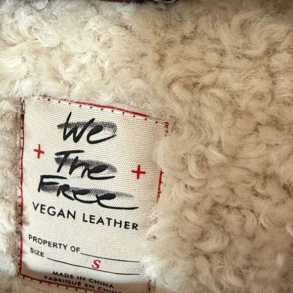 Free People Andies Vegan Moto Jacket We The Free Faux Fur Brown Floral - Picture 7 of 9